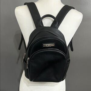 Jones New York Black Leather Mini Backpack